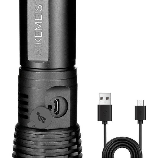 Hikemeister ® PRO Militaire LED Zaklamp - USB-C Oplaadbaar - 3000 lumen - 5000mAh Batterij - met holster -2 Jaar Garantie!