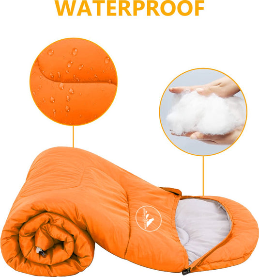 HikeMeister mummy slaapzak 1600 gram - kamperen - Oranje - ca. 220 x 80 cm - met Binnenzak - Comfortzone: 0-15 graden - Draagtas