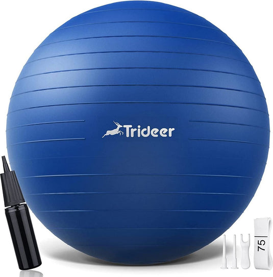 Trideer - extra sterke yoga bal - Blauw 68-75 cm - Met Pomp - gymnastiekbal, pilatesbal, zitbal voor kantoor, balans, yoga, fitness bal, zwangerschapsbal, balansstoel in de sportschool, thuis of op kantoor