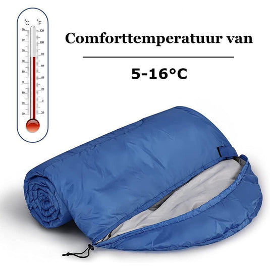 HikeMeister ® mummy slaapzak kamperen Blauw ca. 220 x 75 cm met draagtas