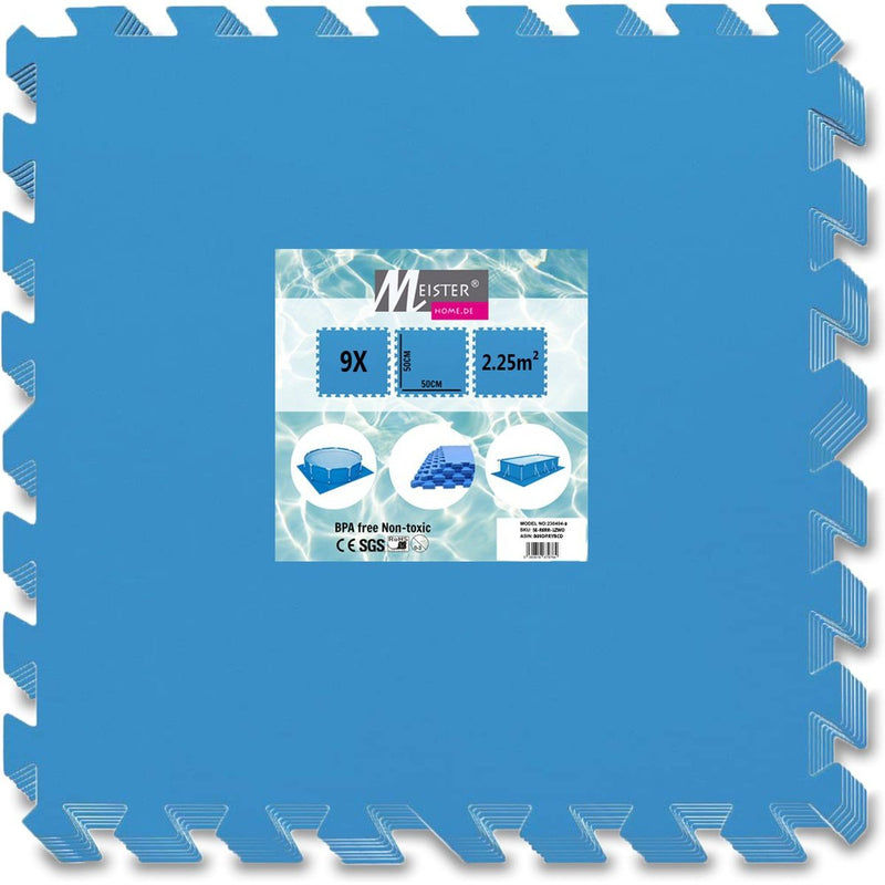 Load image into Gallery viewer, Meisterhome® Zwembad tegels - Set van 9 stuks - 50x50 cm - 2,25 m² - Bodem bescherming - Ondertegels - Ondervloer - Ondergrond - Foam tegels - Matten - Puzzelmat voor zwembad - Zwembadtegels
