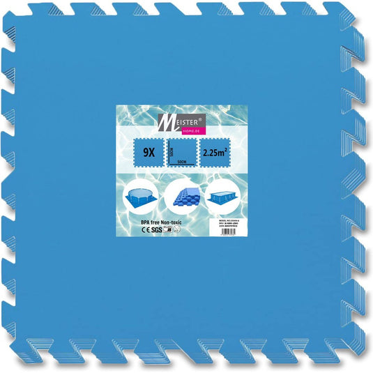 Meisterhome® Zwembad tegels - Set van 9 stuks - 50x50 cm - 2,25 m² - Bodem bescherming - Ondertegels - Ondervloer - Ondergrond - Foam tegels - Matten - Puzzelmat voor zwembad - Zwembadtegels