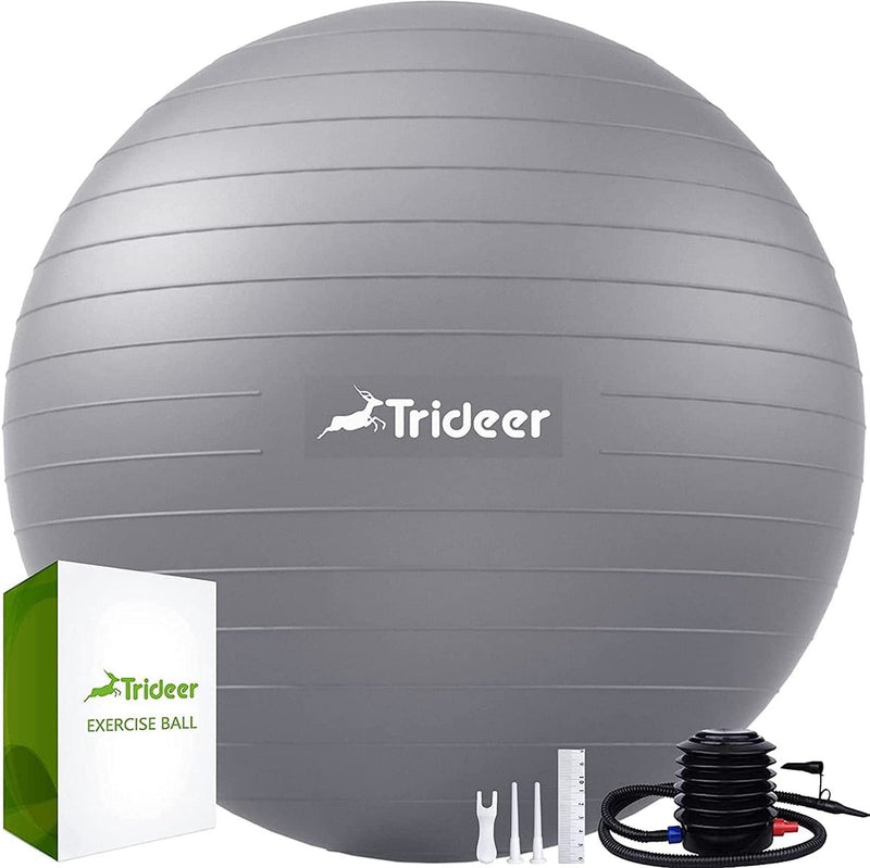 Load image into Gallery viewer, Trideer - extra sterke yoga bal - Zilver 48-55 cm - Met Pomp - gymnastiekbal, pilatesbal, zitbal voor kantoor, balans, yoga, fitness bal, zwangerschapsbal, balansstoel in de sportschool, thuis of op kantoor
