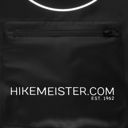 Hikemeister 20 Liter - waterdichte tas - outdoor droogtas - Dry Bag - plunjezak - met waterdichte front pocket en reflectie logo zwart met singel straps zwart