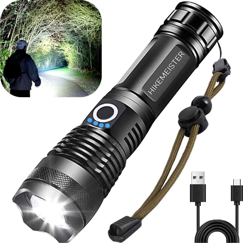 Load image into Gallery viewer, Hikemeister ® PRO Militaire LED Zaklamp - USB-C Oplaadbaar - 3000 lumen - 5000mAh Batterij - met holster -2 Jaar Garantie!
