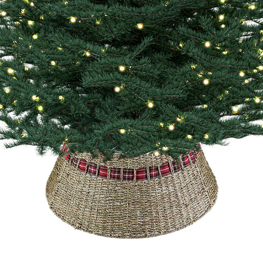 Meisterhome Model 1 Kerstboomring kraag Kerstboomrok - H23 x Ø60 cm - Zeegras - Naturel Bruin 3 elementen