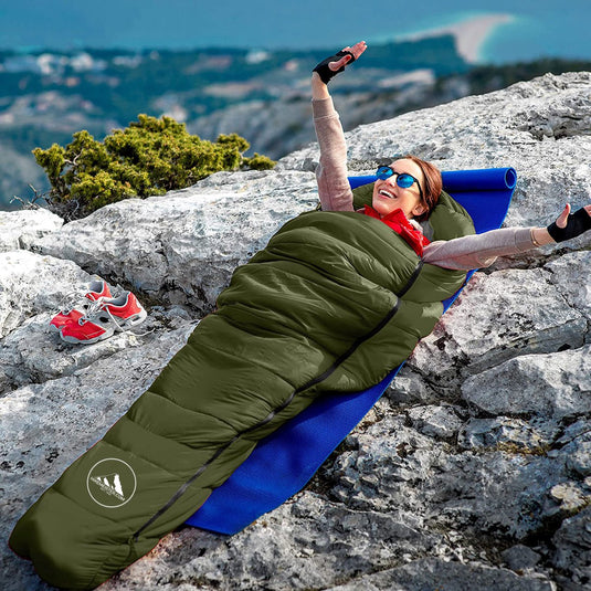 HikeMeister® outdoor survival fishing mummy slaapzak 230 x 80 cm -8°C