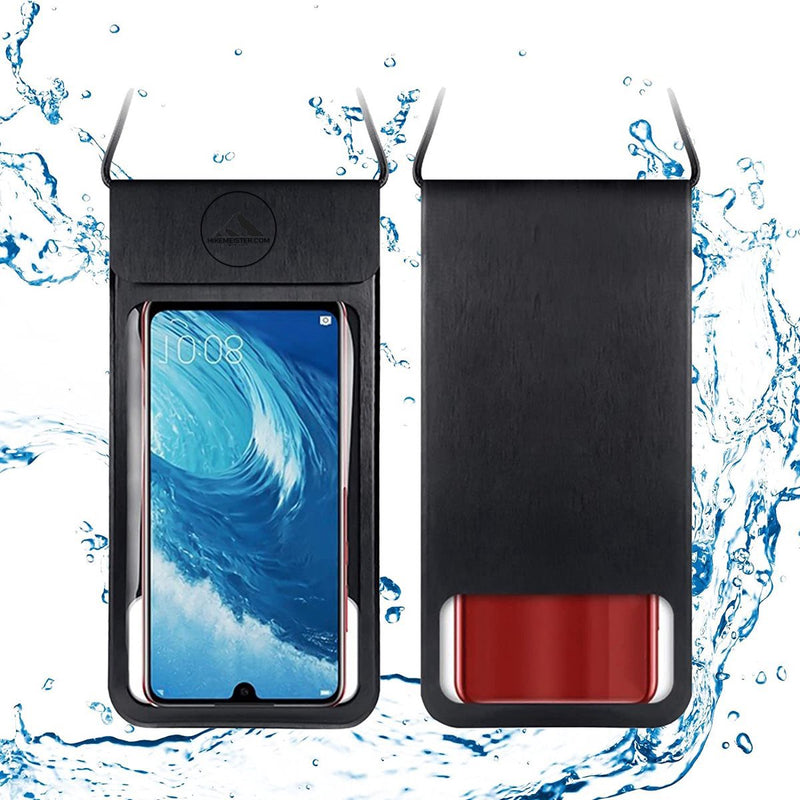 Load image into Gallery viewer, HikeMeister IPX 8 Waterdichte Telefoonhoes Zwart - Onderwater hoesje met koord - Geschikt voor alle Smartphones - Ook voor paspoort &amp; betaalpassen – Waterdichte telefoonzakje – drybags
