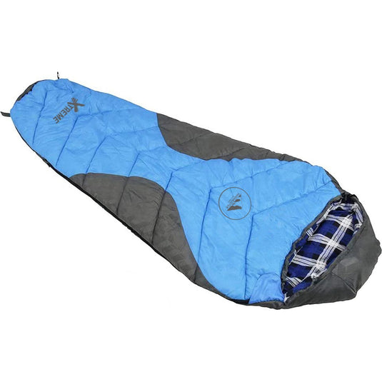 HikeMeister ® Mummy slaapzak Xtreme Blauw 1800 gram ! met katoenen binnen voering windstopper en thermokraag