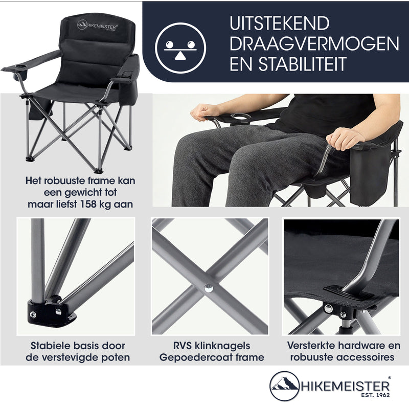 Load image into Gallery viewer, Hikemeister ® XXL Campingstoel, opvouwbare klapstoel tot 158 kg,
