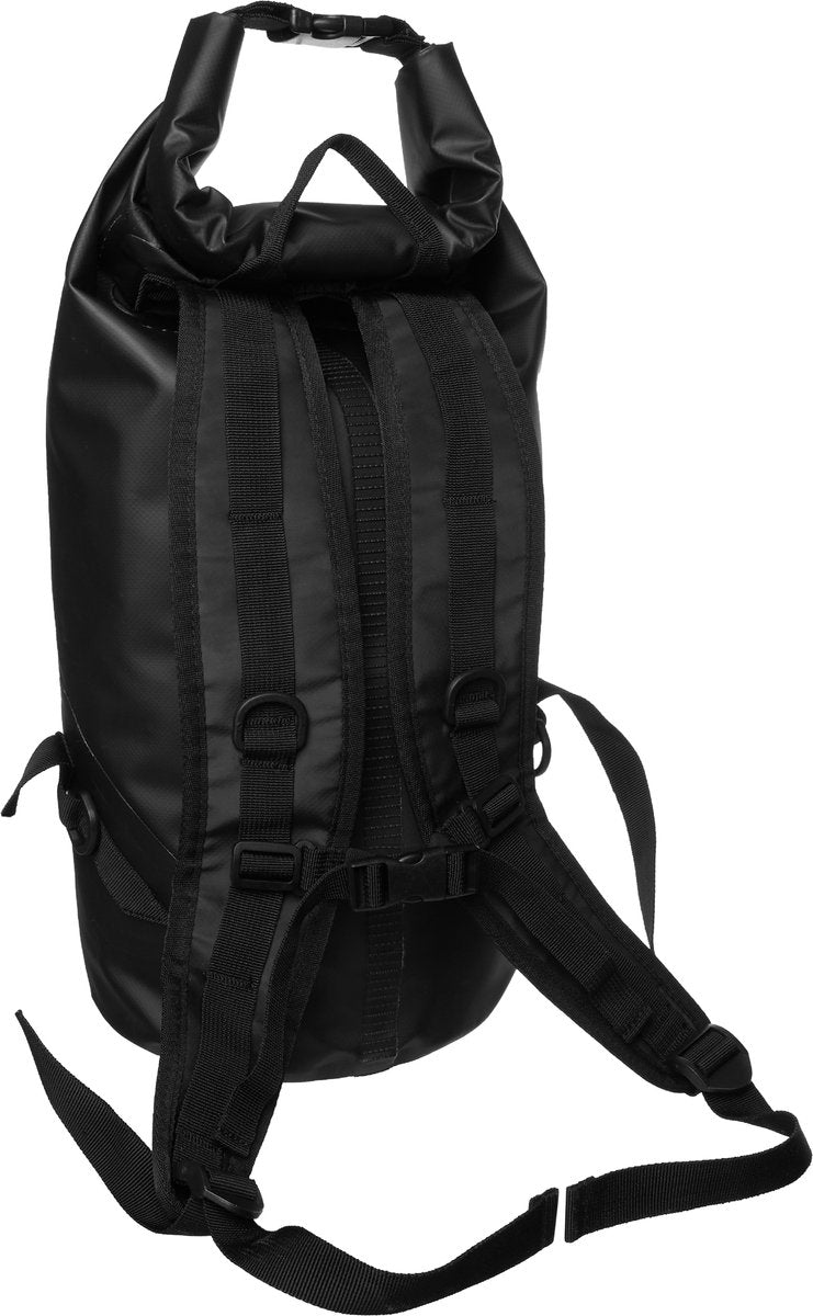 Load image into Gallery viewer, Hikemeister 30 Liter - waterdichte tas - outdoor droogtas - Dry Bag - plunjezak - met waterdichte front pocket en reflectie logo zwart met backpack straps zwart
