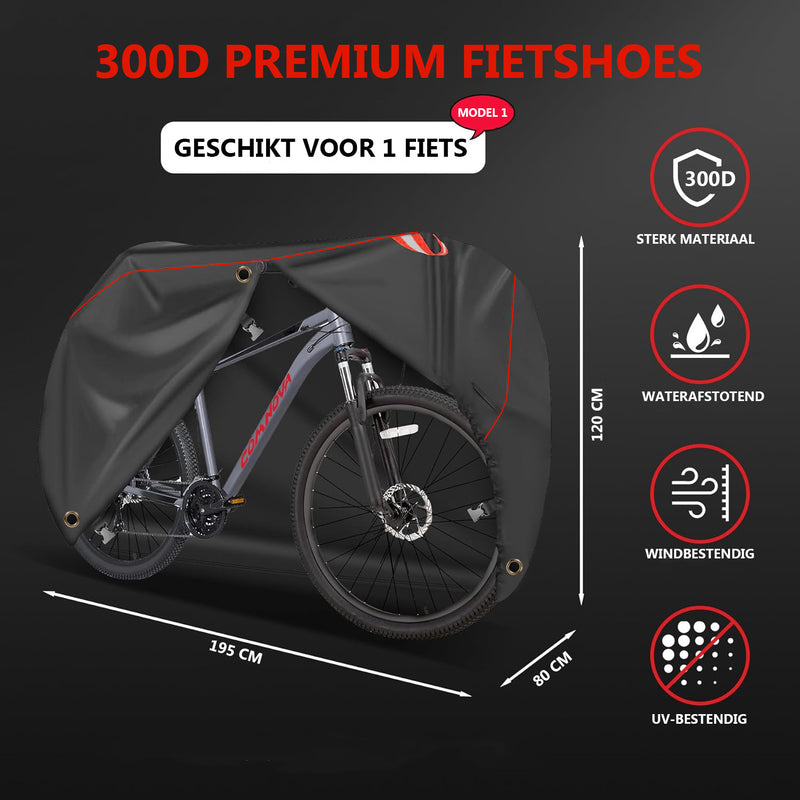 Load image into Gallery viewer, HikeMeister ® Fietshoes voor 1 of 2 Fietsen - Waterdicht - kleine scooters - 300D Oxford Elektrische fiets - Fietsbeschermhoes - Stalling – met anti diefstal ringen - Zwart
