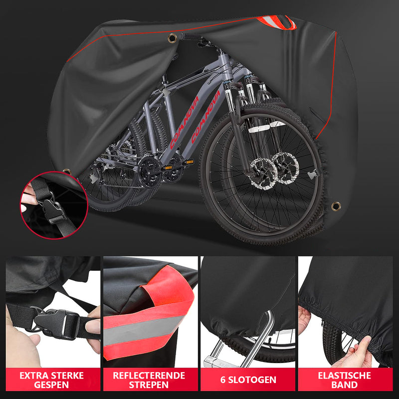 Load image into Gallery viewer, HikeMeister ® Fietshoes voor 1 of 2 Fietsen - Waterdicht - kleine scooters - 300D Oxford Elektrische fiets - Fietsbeschermhoes - Stalling – met anti diefstal ringen - Zwart
