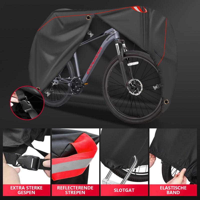 Load image into Gallery viewer, HikeMeister ® Fietshoes voor 1 of 2 Fietsen - Waterdicht - kleine scooters - 300D Oxford Elektrische fiets - Fietsbeschermhoes - Stalling – met anti diefstal ringen - Zwart
